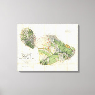 Lienzo Mapa mural 1885 de De Witt Alexander de Maui,