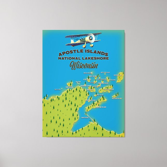 Lienzo Mapa nacional de las islas Apóstol Lakeshore (Anverso)