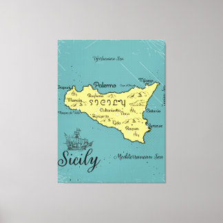 Lienzo Mapa Náutico de Sicilia Vintage