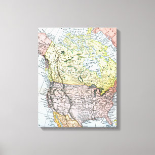 LIENZO MAPA: NORTEAMÉRICA, 1890