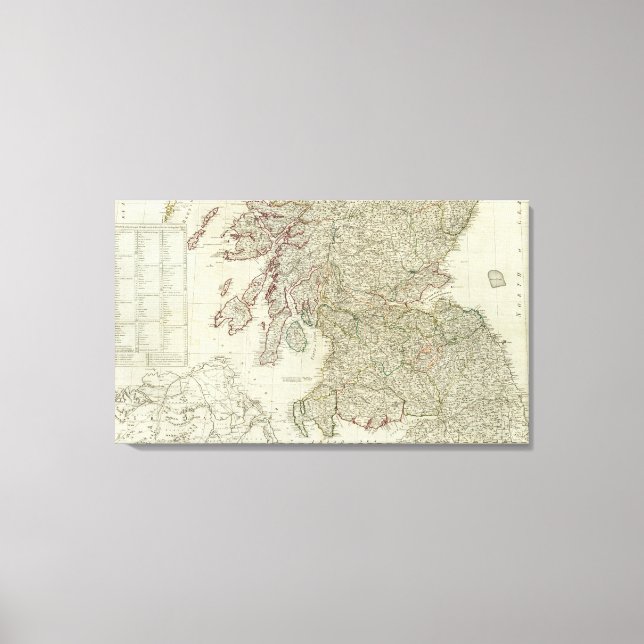 Lienzo Mapa nuevo y correcto de Escocia (Anverso)