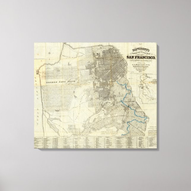 Lienzo Mapa oficial de la ciudad de Bancroft en San Franc (Anverso)