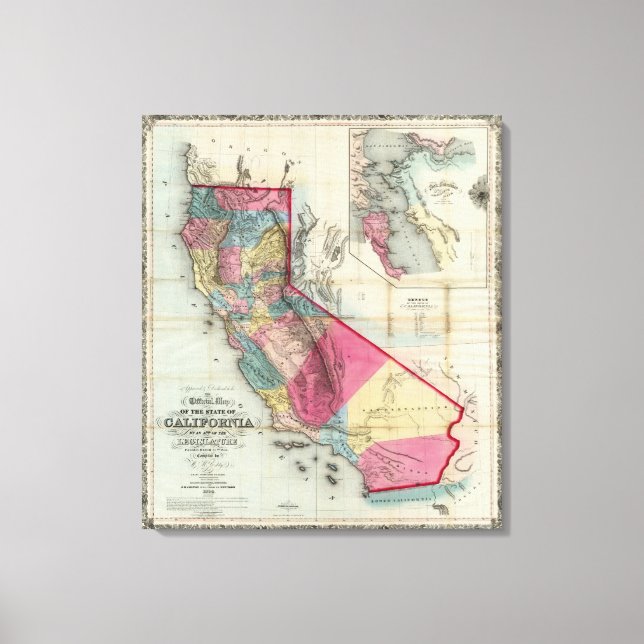Lienzo Mapa oficial del estado de California (Anverso)