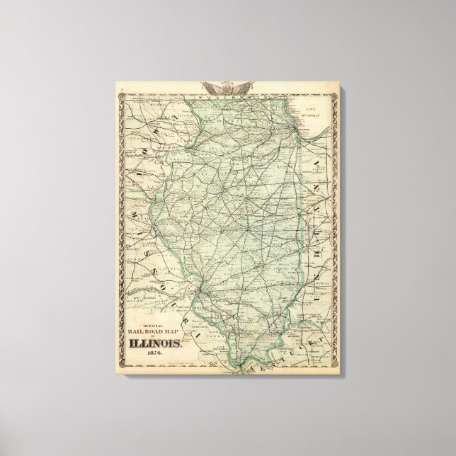 Lienzo Mapa oficial del ferrocarril de Illinois (Anverso)