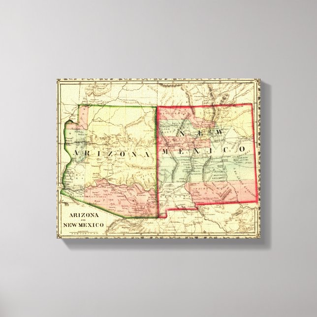 Lienzo Mapa Panorámico de Arizona y Nuevo México (Anverso)