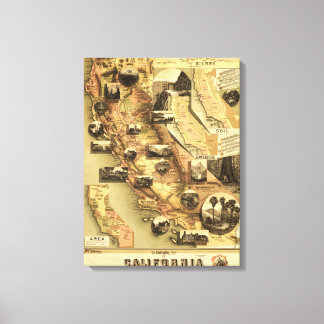 Lienzo Mapa Panorámico de California
