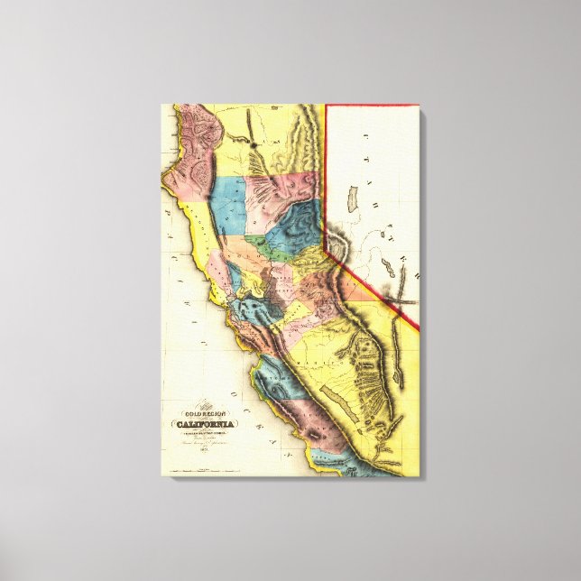 Lienzo Mapa Panorámico de California (Anverso)
