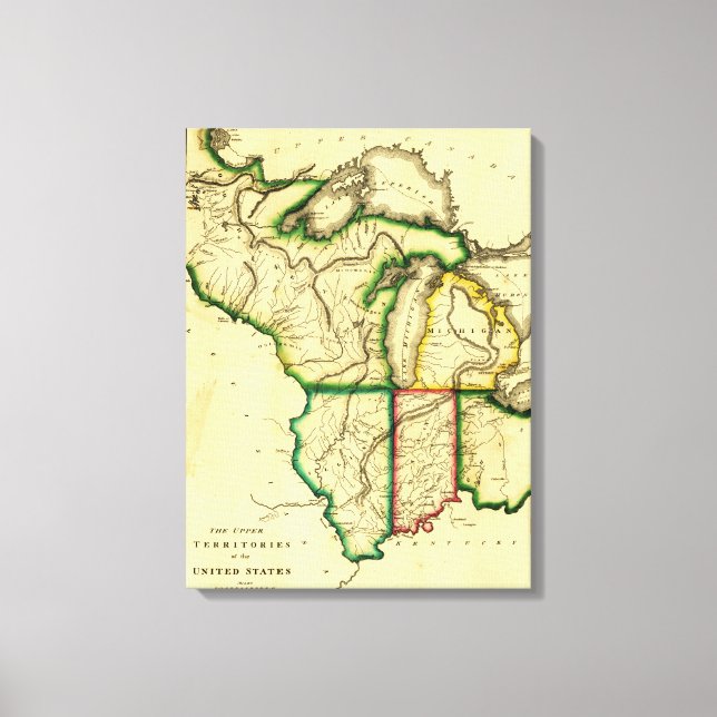 Lienzo Mapa Panorámico del Medio Oeste de Estados Unidos (Anverso)