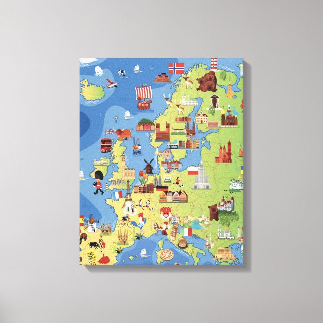 Lienzo Mapa personalizado de Europa (Anverso)