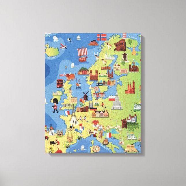 Lienzo Mapa personalizado de Europa (Anverso)