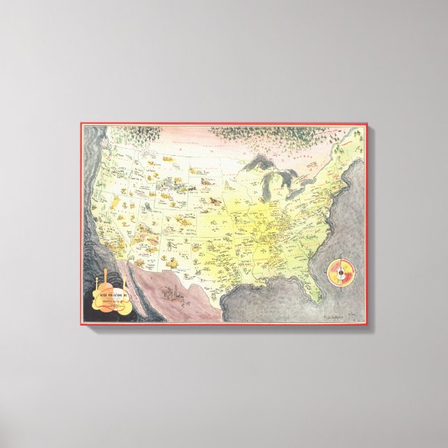 Lienzo Mapa pictórico de América - Esbozos Personalizados (Anverso)