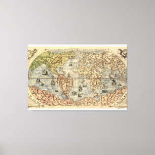 Lienzo Mapa pictórico del mundo antiguo de Ferando Bertel