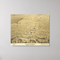 Mapa pictórico vintage de Fort Worth Texas (1876)
