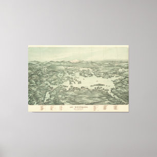 Lienzo Mapa pictórico vintage del lago Winnipesaukee (190