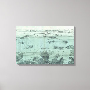 Lienzo Mapa pictórico vintage del puerto de Boston (1897)