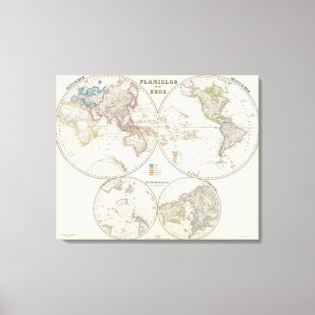 Lienzo Mapa Planiglob der Erde Atlas (Anverso)