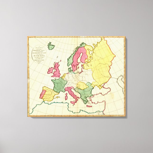 Lienzo Mapa plano de Europa (Anverso)