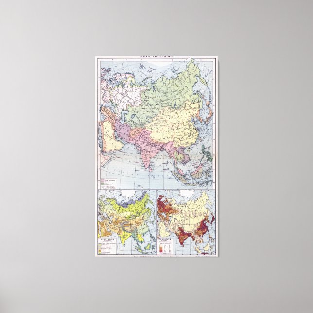 Lienzo Mapa político | Asia (Anverso)