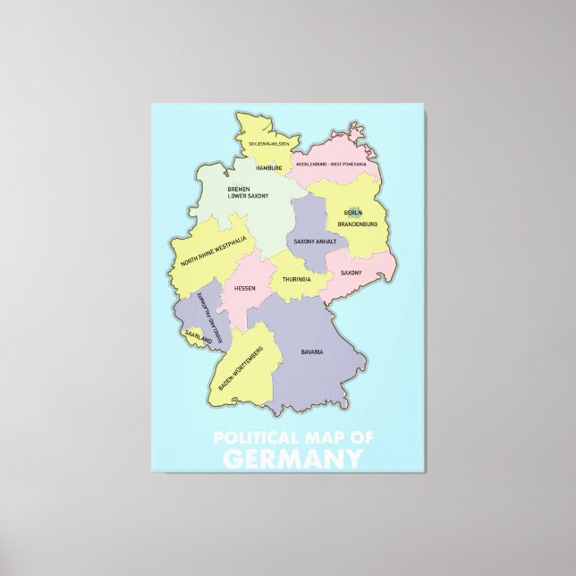 Lienzo Mapa político de Alemania (Anverso)