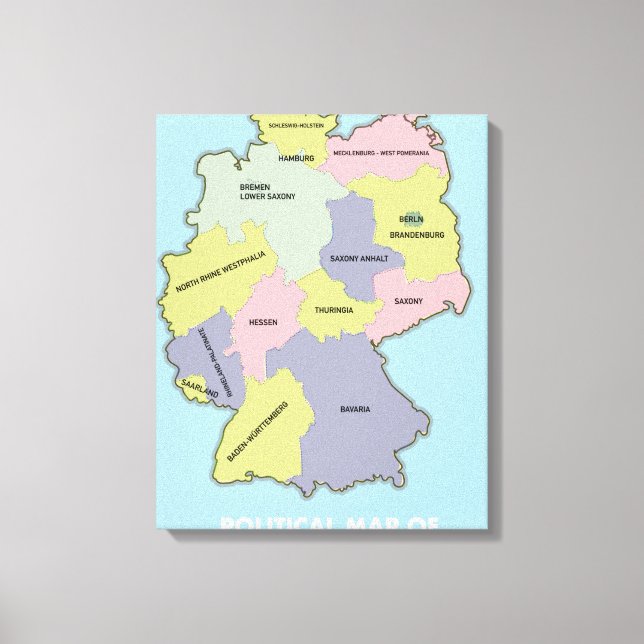 Lienzo Mapa político de Alemania (Anverso)