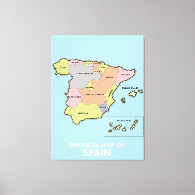 Lienzo Mapa político de España. (Anverso)