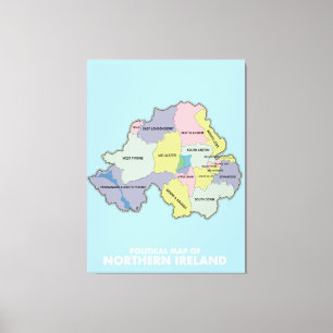 Lienzo Mapa Político De Irlanda Del Norte.