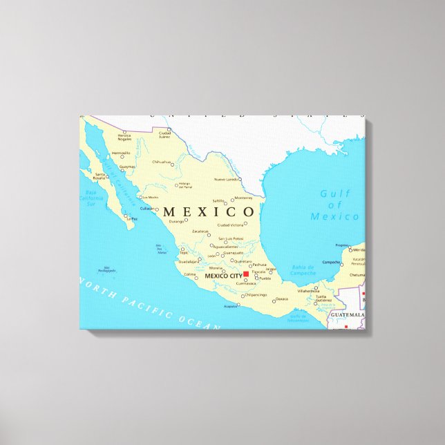 Lienzo Mapa político de México (Anverso)