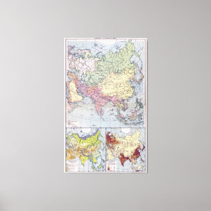 Lienzo Mapa político el Asia
