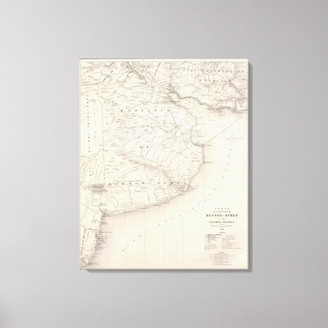 Lienzo Mapa, Provincia de Buenos Aires, regiones vecinas (Anverso)
