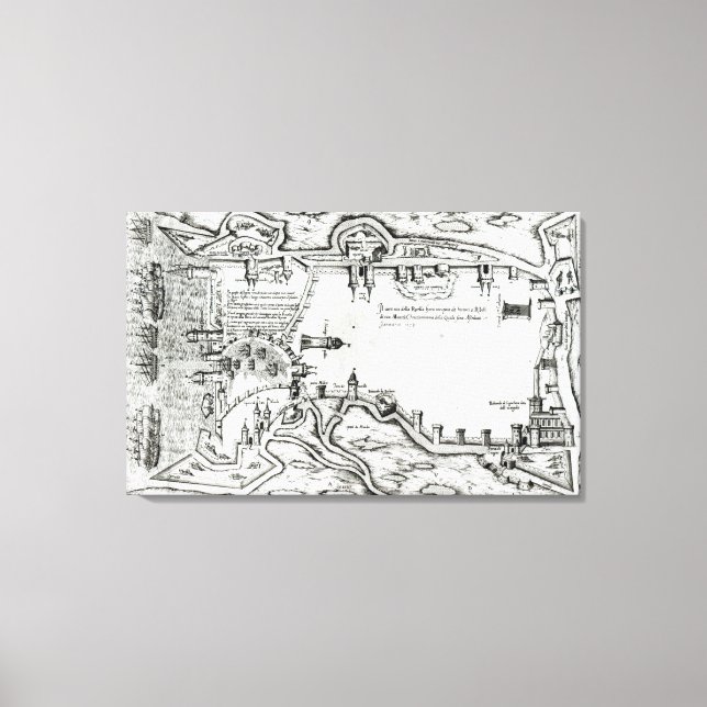 Lienzo Mapa que ilustra La Rochelle ocupado (Anverso)