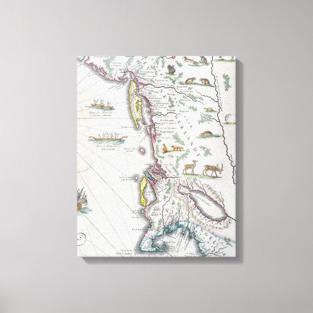 Lienzo Mapa que representa la costa este (Anverso)