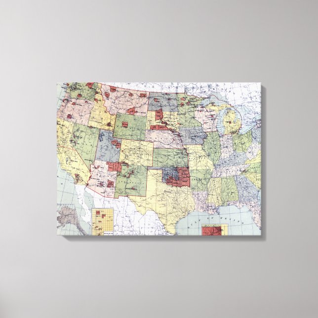 LIENZO MAPA: RESERVAS, 1892 (Anverso)