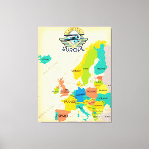 Lienzo Mapa Retro De Europa.