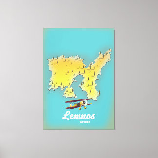 Lienzo Mapa retro de Lemnos greece
