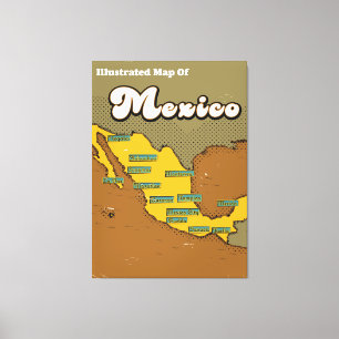 Lienzo Mapa retro de México