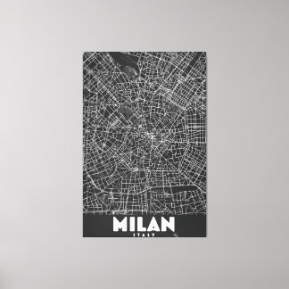 Lienzo Mapa Retro de Milán Italia