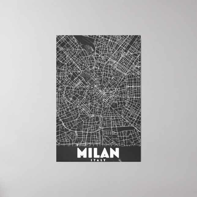Lienzo Mapa Retro de Milán Italia (Anverso)