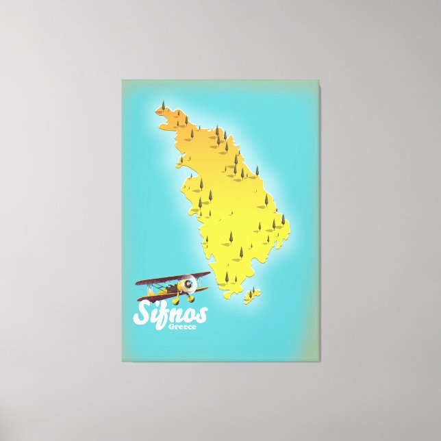 Lienzo Mapa retro de Sifnos Grecia (Anverso)