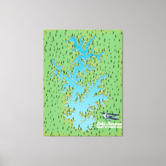 Lienzo Mapa retro del lago Norman Carolina del Sur