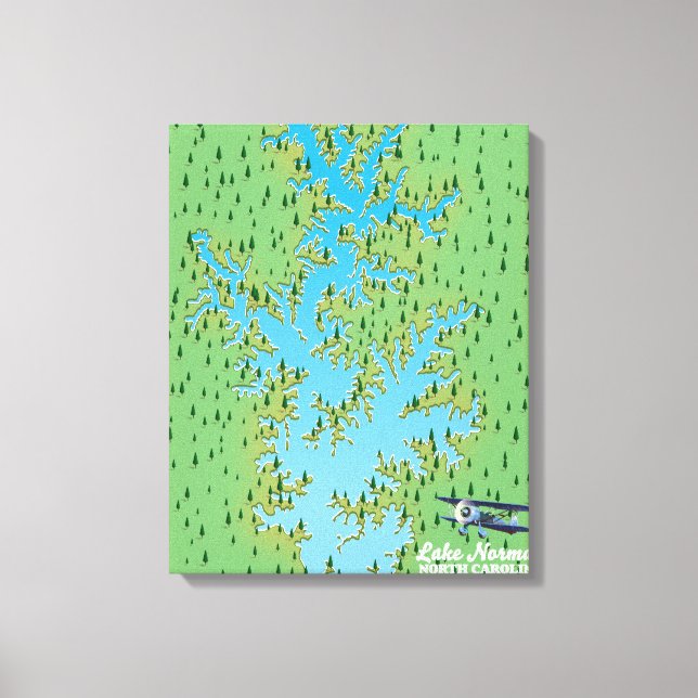 Lienzo Mapa retro del lago Norman Carolina del Sur (Anverso)