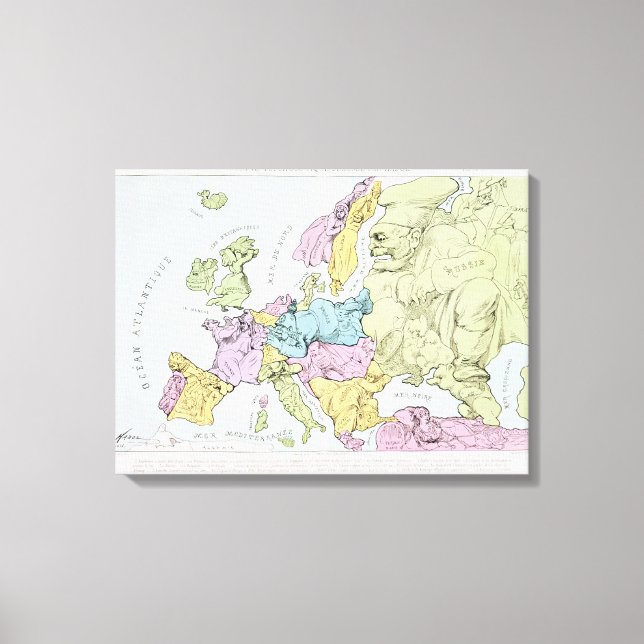 Lienzo Mapa satírico europeo | 1871 (Anverso)