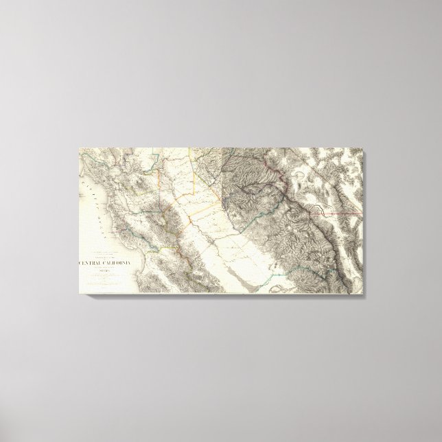 Lienzo Mapa Topográfico de California Central (Anverso)