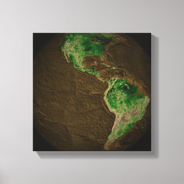 Lienzo Mapa topográfico de la Tierra (Anverso)