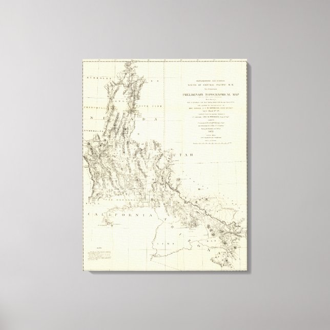 Lienzo Mapa topográfico de Nevada y Arizona (Anverso)