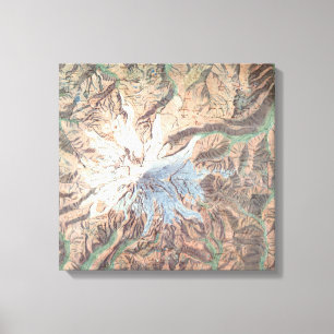 Lienzo Mapa topográfico Washington del Monte Rainier del
