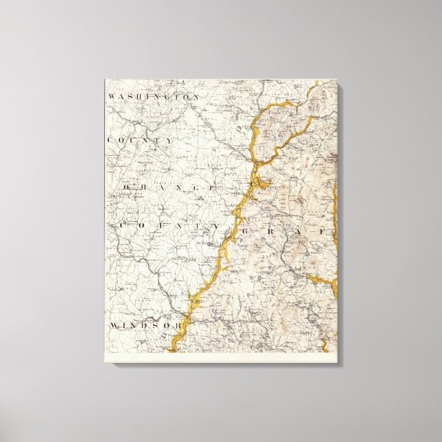 Lienzo Mapa topográfico y glaciar de New Hampshire 2 (Anverso)