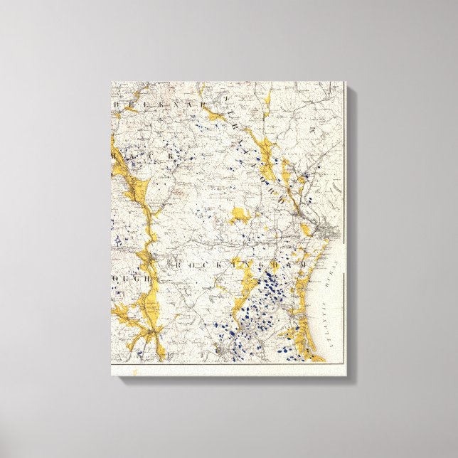 Lienzo Mapa topográfico y glaciar de New Hampshire 2 (Anverso)
