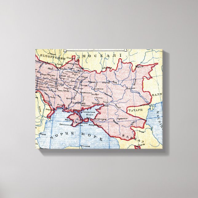 Lienzo MAPA: UCRANIA, c1906 (Anverso)