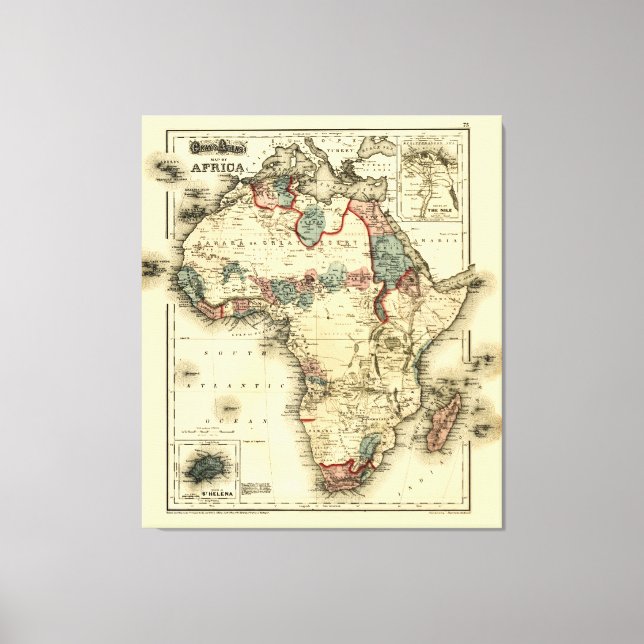 Lienzo Mapa viintage de África antigua de 1874 (Anverso)