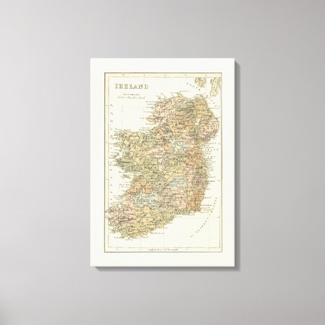 Lienzo Mapa vintage de 1862 Canvas de Irlanda (Anverso)